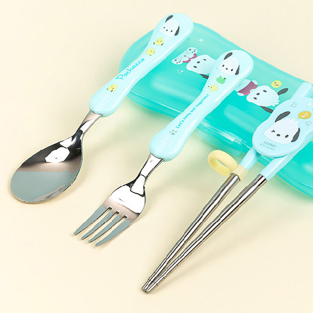 Pochacco Stainless Steel Chopsticks, Spoon, Fork & EX-Slim Case