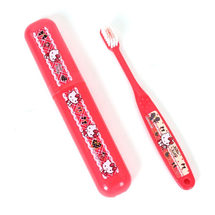 Tatan Check Kitty Toothbrush with Case set(for Age 6~12)