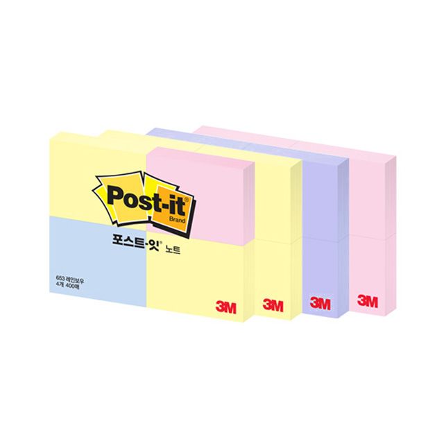 Post-it Sticky Notes, 4 Pads, 51X38mm, 400 Sheets(653)