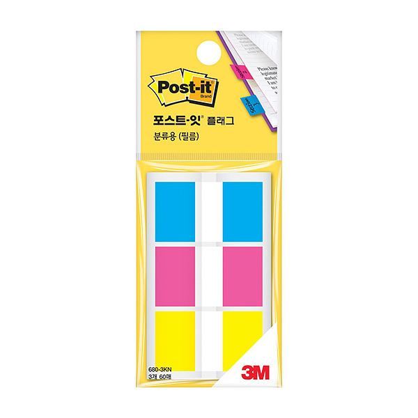Post-it Flags, 3 Bright Colors, 60 Flags/Pack, 44x25mm (680-3KN) 