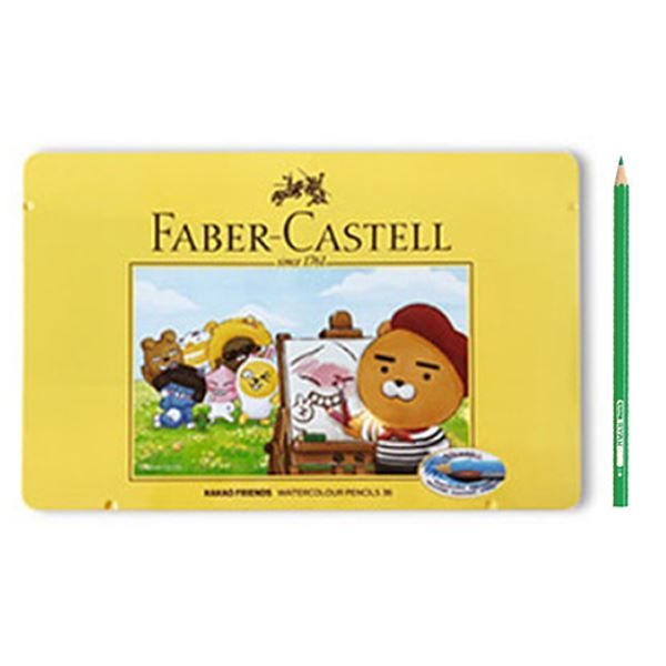 Kakao Friends Watercolor Pencils With Tin Case Yellow, 36 Colors 