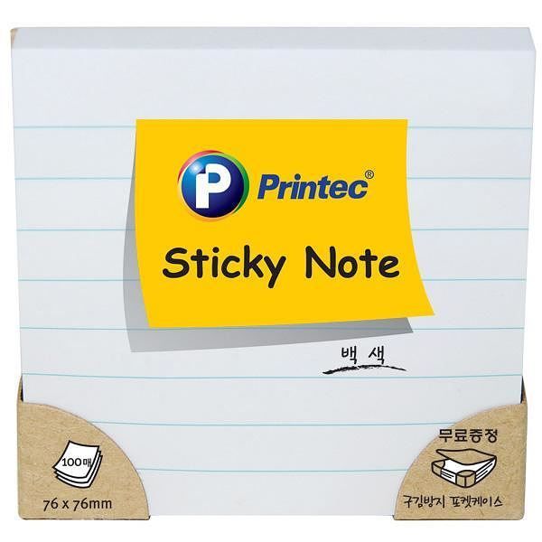 L7676W Lined Sticky Note, White, 100 Sheets 
