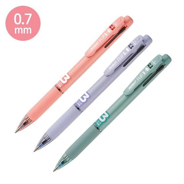 Flip3 3Colors Ballpoint Pen 0.7mm, 12 Pack 