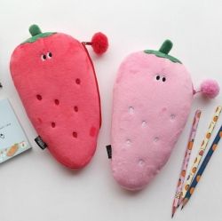 Strawberry Pluffy Pencil Pouch 