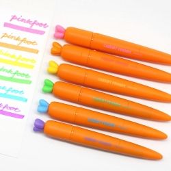 Carrot slim Highlighter Pen 6 Colors Set 