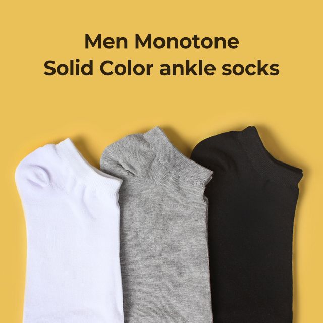 Men Monotone Solid Color ankle socks
