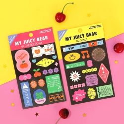 Juicy Bear Remover Stickers Set, Retro Label 