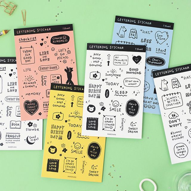 Lettering Sticker Pack, 6Sheets 