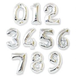 90cm Number Foil Balloon Gloss Silver