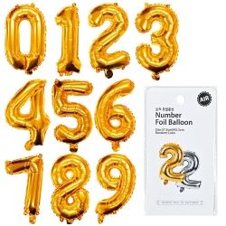 30cm Number Foil Balloon Gold