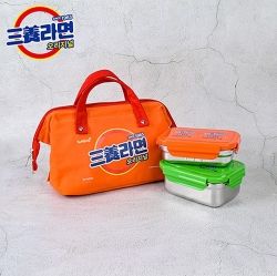 Samyang Ramen Picnic Bag Stainless Steel Lunch Box 2-Tier Set