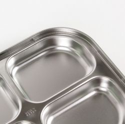 Stainless Steel 4 Sections Food Tray with Lid 480ml