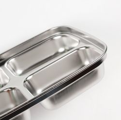 Stainless Steel 4 Sections Food Tray with Lid 980ml