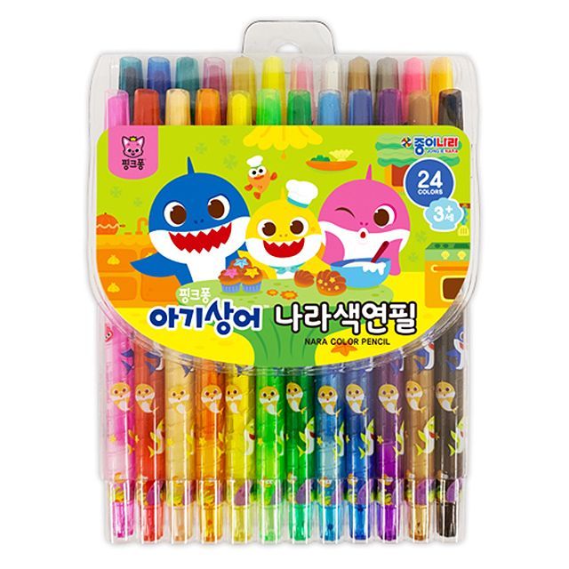 Pinkfong Baby Shark Nara Color Pencils 24 Colors Set 