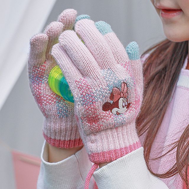 Minnie Mouse Check Fur Touch Gloves