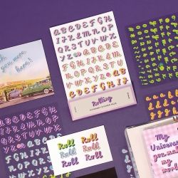 Rolling Alphabet/ Number Removable Sticker Pack, Cursive Writing 