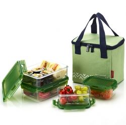 Lunch Mate Tritan Stackable Lunch Box Container with Bag