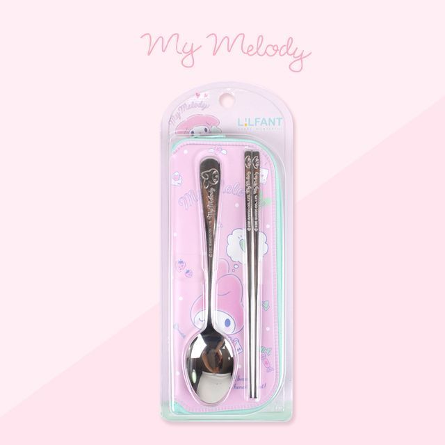 My Melody All Stainless Steel Spoon & Chopsticks with Case Set