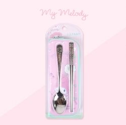My Melody All Stainless Steel Spoon & Chopsticks with Case Set