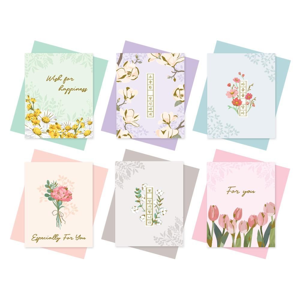 Blossom Mini Greeting Card, 60 Sheets Set 