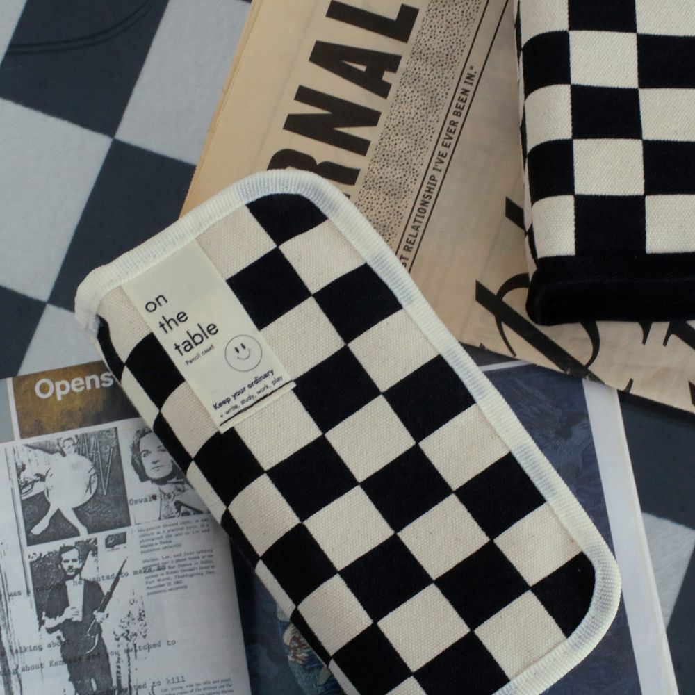 on the Table Pencil Case, Checkerboard 