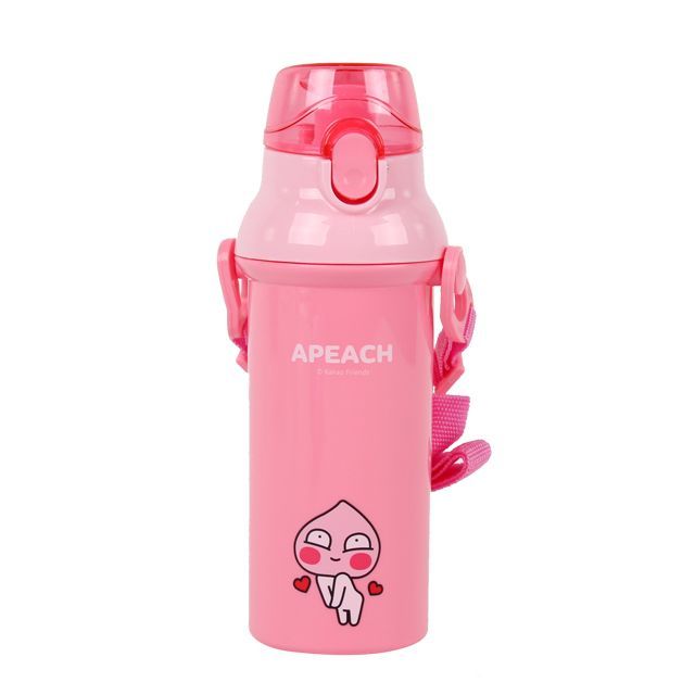Apeach One Touch Water Bottle with Shoulder Strap 450ml