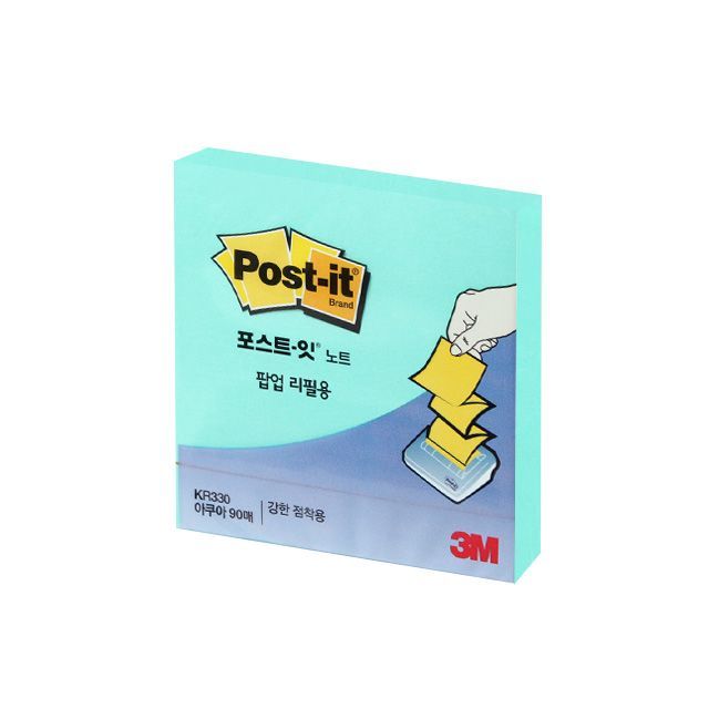 Post-it Pop-Up Sticky Note Refill, aqua, 90 Sheets, KR330 