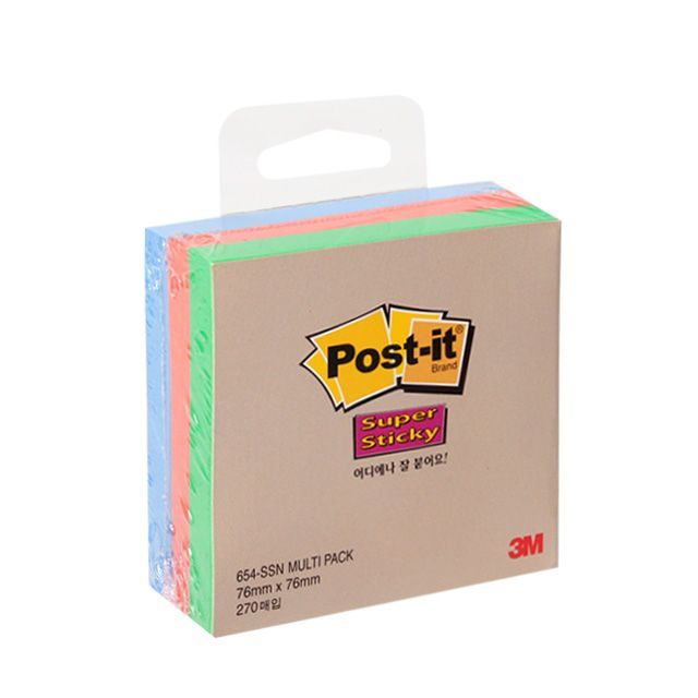 Post-it Sticky Notes multi Pack, 3Colors,3Pads/Pack, 270Sheets, 76X76mm(SSN 654-RC)