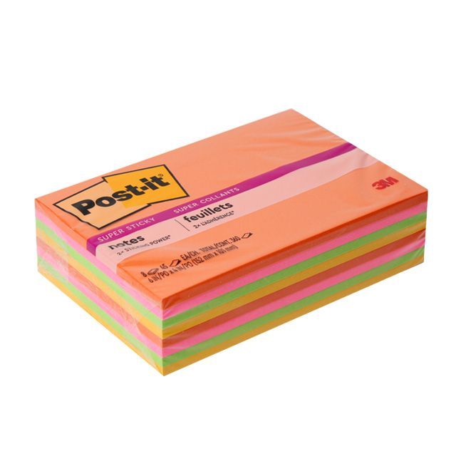 Post-it Sticky Notes multi Pack, 4Colors,8Pads/Pack, 360Sheets, 152X101mm (6445-SSP)