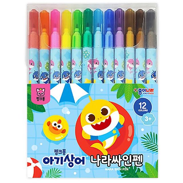 Baby Shark NARA Felt-tip Pens Set, 12 Colors 