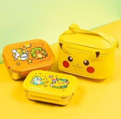 Pokemon Twin Lock Stainless Steel Lunch Box with Bag 