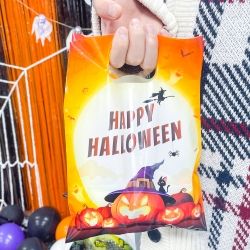 Halloween Treat Plastic Bags with Handle, 5pcs 