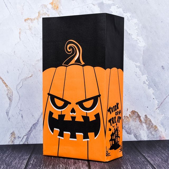 Halloween Paper Treat Bags Pumpkin, 50pcs 
