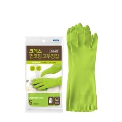 Cotton Coating Rubber Gloves My Size Small (Green)