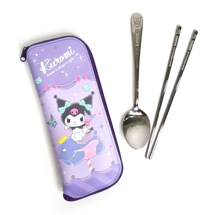 Kuromi All Stainless Spoon & Chopsticks with Case set 