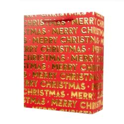 Christmas Gild 3D Lettering Shopping Bag, 180x80x240mm, 10 Sheets 