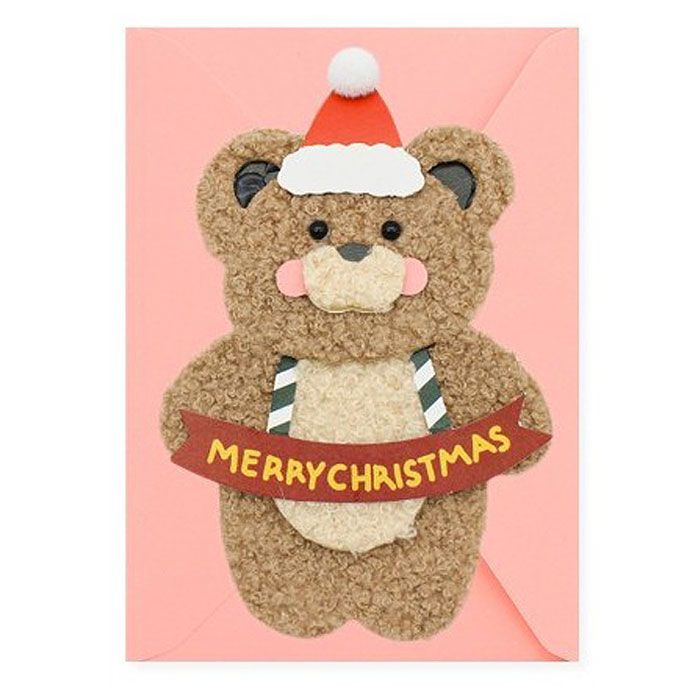 Santa Teddy Bear Christmas Card 