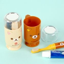 RILAKKUMA Toothbrush with Cup and PERIO Toothpaste 