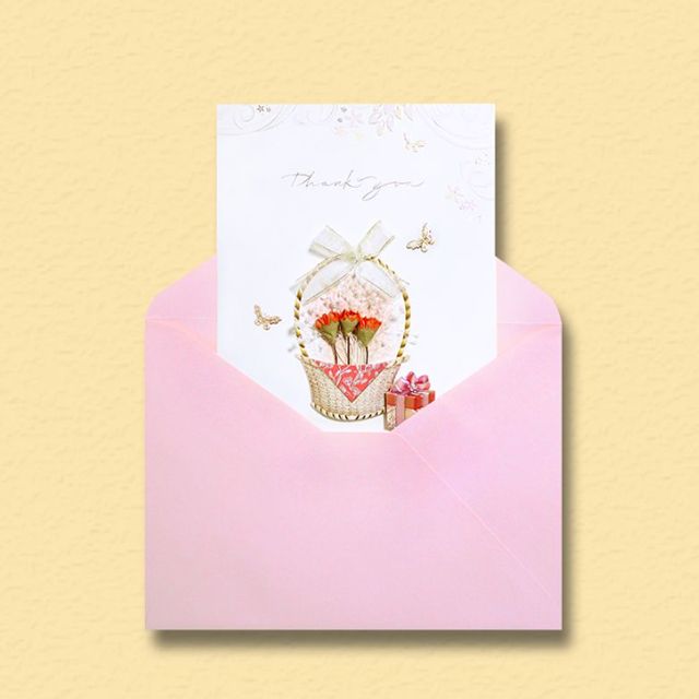 Flower Basket Thanks Card 