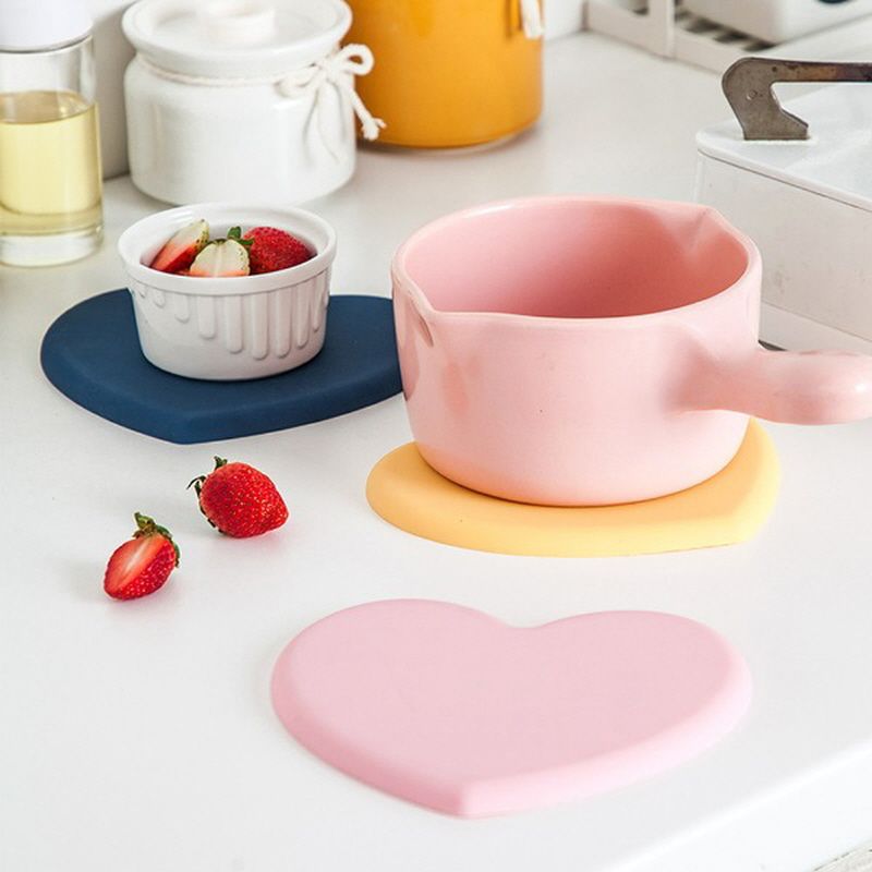 Heart-Shaped Pastel Color Silicone Thick Pot Stand