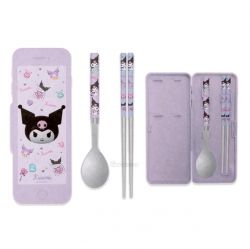 Kuromi Light Stainless Steel Spoon & Chopsticks with Case set 