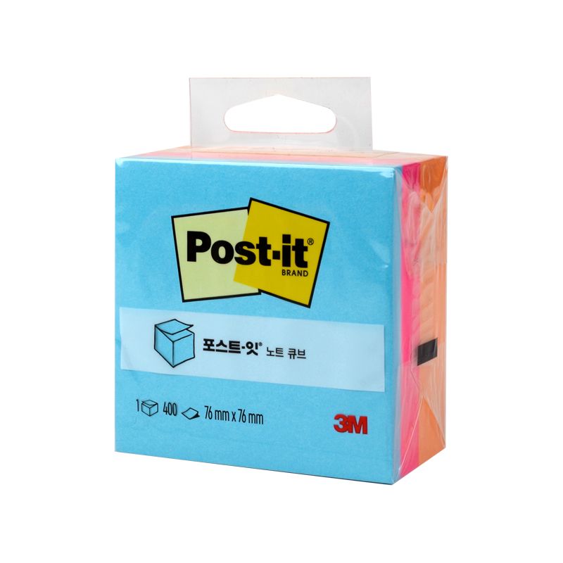 포스트잇 노트 큐브 (블루) 2053-ELT-O 76X76mm 3색 400매