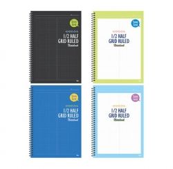 Slim Wirebound 1/2 Half Grid Ruled Notebook, 8 Pack 