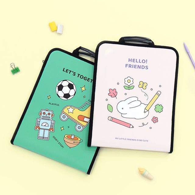 Elementary School Life Zipper File Bag, for A4 Papers 