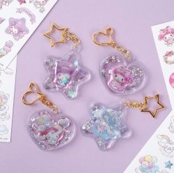 Sanrio Dual Water Keyring and Deco Sticker , Set of 12pcs
