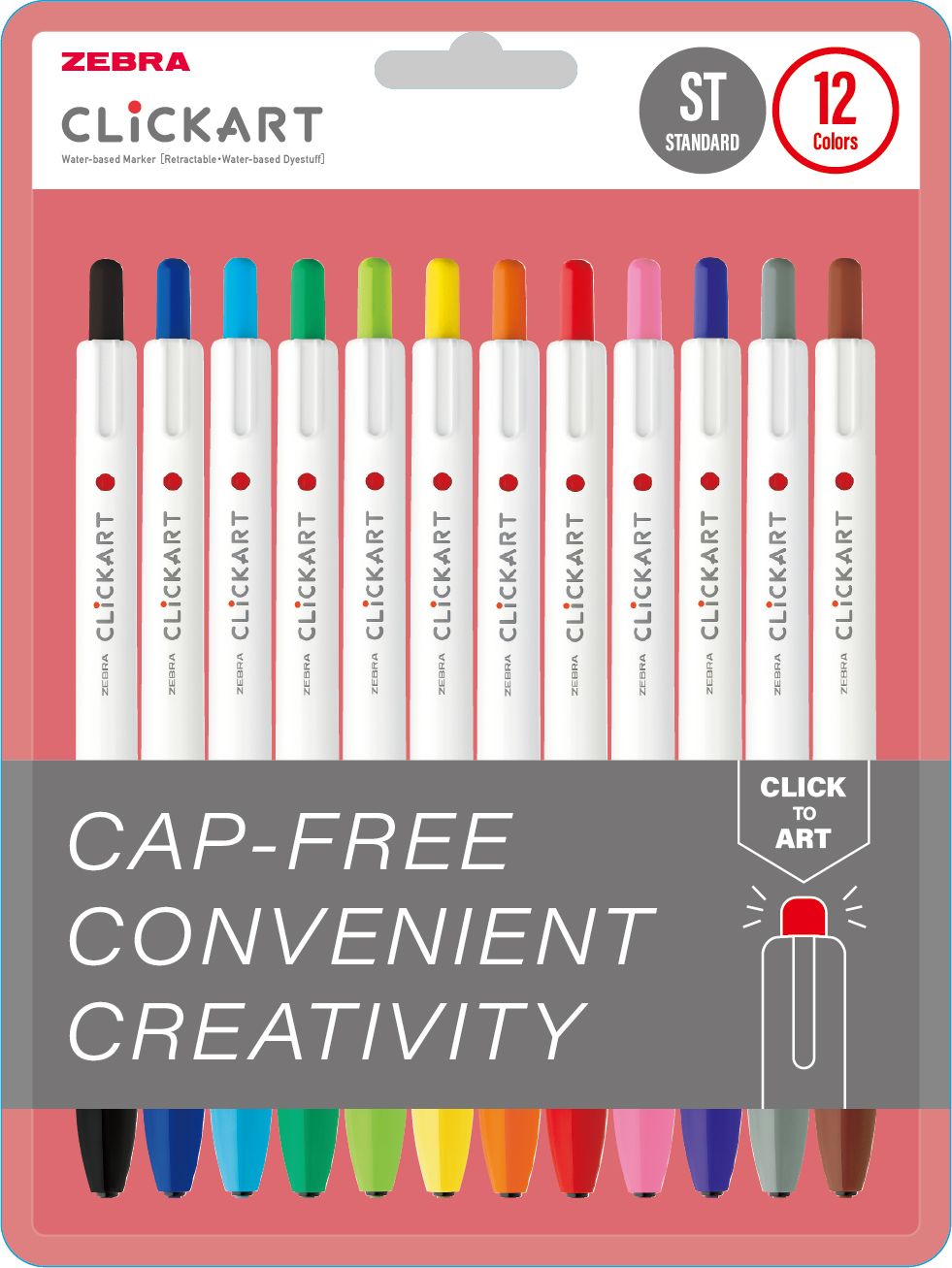 Click Art Knock Type Markers 12Colors set 