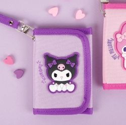 Kuromi Cute Wallet with Neck Strap, Coin and Card Holder