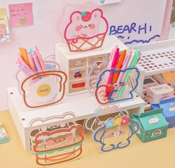 Cute Acrylic Penholder -Baguette Bear