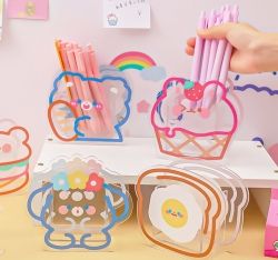 Cute Acrylic Penholder -Baguette Bear