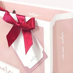Ribbon Double Tag Shopping Bag Pink, Set of 10 